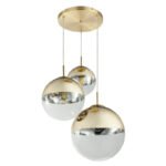 Suspensie ,metal auriu mat, sticla auriu transparent, 3 bile cu DM: 20 - 25 - 30 cm, D: 510, H: 1200, excl 3xE27 40W 230V - imagine 5