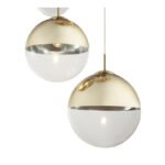 Suspensie ,metal auriu mat, sticla auriu transparent, 5 sfere cu DM: 2x15-20-25-33 cm, D: 650, H: 1500, excl 3xE27 40W 230V, 230V 25W 2xE27 Illu. - imagine 4