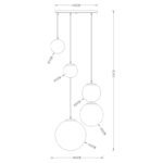 Suspensie ,metal auriu mat, sticla auriu transparent, 5 sfere cu DM: 2x15-20-25-33 cm, D: 650, H: 1500, excl 3xE27 40W 230V, 230V 25W 2xE27 Illu. - imagine 5