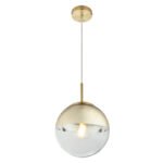 Suspensie ,metal auriu mat, sticla auriu transparent D: 200, H: 1200, excl 1xE27 40W 230V