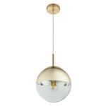 Suspensie ,metal auriu mat, sticla auriu transparent D: 200, H: 1200, excl 1xE27 40W 230V - imagine 3