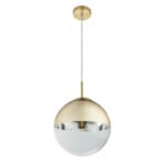 Suspensie ,metal auriu mat, sticla auriu transparent D: 250, H: 1200, excl 1xE27 40W 230V - imagine 3