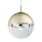 Suspensie ,metal auriu mat, sticla auriu transparent, D: 300, H: 1200, excl 1xE27 40W 230V - imagine 4