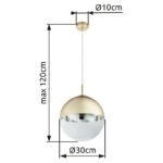 Suspensie ,metal auriu mat, sticla auriu transparent, D: 300, H: 1200, excl 1xE27 40W 230V - imagine 6