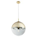 Suspensie ,metal auriu mat, sticla auriu transparent, D: 330, H: 1200, excl 1xE27 40W 230V