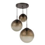 Suspensie metal maro,sticla chihlimbar, 3 bile cu Diametrul: 20 - 25 - 30 cm, D: 510, H: 1200, excl. 3xE27 40W 230V - imagine 3