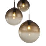 Suspensie metal maro,sticla chihlimbar, 3 bile cu Diametrul: 20 - 25 - 30 cm, D: 510, H: 1200, excl. 3xE27 40W 230V - imagine 4