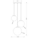 Suspensie metal maro,sticla chihlimbar, 3 bile cu Diametrul: 20 - 25 - 30 cm, D: 510, H: 1200, excl. 3xE27 40W 230V - imagine 5