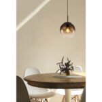 Suspensie metal maro,sticla chihlimbar, D: 200, H: 1200, excl.1xE27 40W 230V - imagine 2