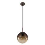 Suspensie metal maro,sticla chihlimbar, D: 200, H: 1200, excl.1xE27 40W 230V - imagine 3