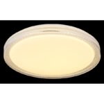Plafonieră metal alb, plastic opal strălucitor, cristale de plastic transparente, inele decorative de plastic negru mat, ø: 490mm, H: 70mm, incl. LED 24W 230V, sursă 2500lm, ieșire 1800lm, 3000K - imagine 3