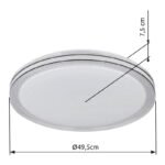 Plafonieră metal alb, plastic opal strălucitor, cristale de plastic transparente, inele decorative de plastic negru mat, ø: 490mm, H: 70mm, incl. LED 24W 230V, sursă 2500lm, ieșire 1800lm, 3000K - imagine 6