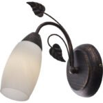 Aplică de perete metal ruginit, sticlă alabastru, ø: 185mm, H: 220mm, excl. 1x E14 40W 230V