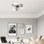 Plafonieră metal ruginit, sticlă aspect alabastru, ø: 500mm, H: 140mm, excl. 3x E14 40W 230V - imagine 2