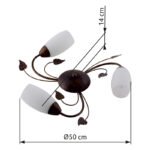 Plafonieră metal ruginit, sticlă aspect alabastru, ø: 500mm, H: 140mm, excl. 3x E14 40W 230V - imagine 3