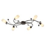 Plafonieră metalică culoare rugină, sticlă aspect alabastru, LxLxA: 550x1060x220mm, excl. 6x E14 40W 230V