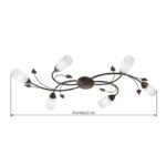 Plafonieră metalică culoare rugină, sticlă aspect alabastru, LxLxA: 550x1060x220mm, excl. 6x E14 40W 230V - imagine 3