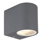Aplica de exterior din aluminiu antracit, sticlă transparentă, în jos, IP44, LxH: 68x81, AL: 92, excl 1xGU10 35W 230V