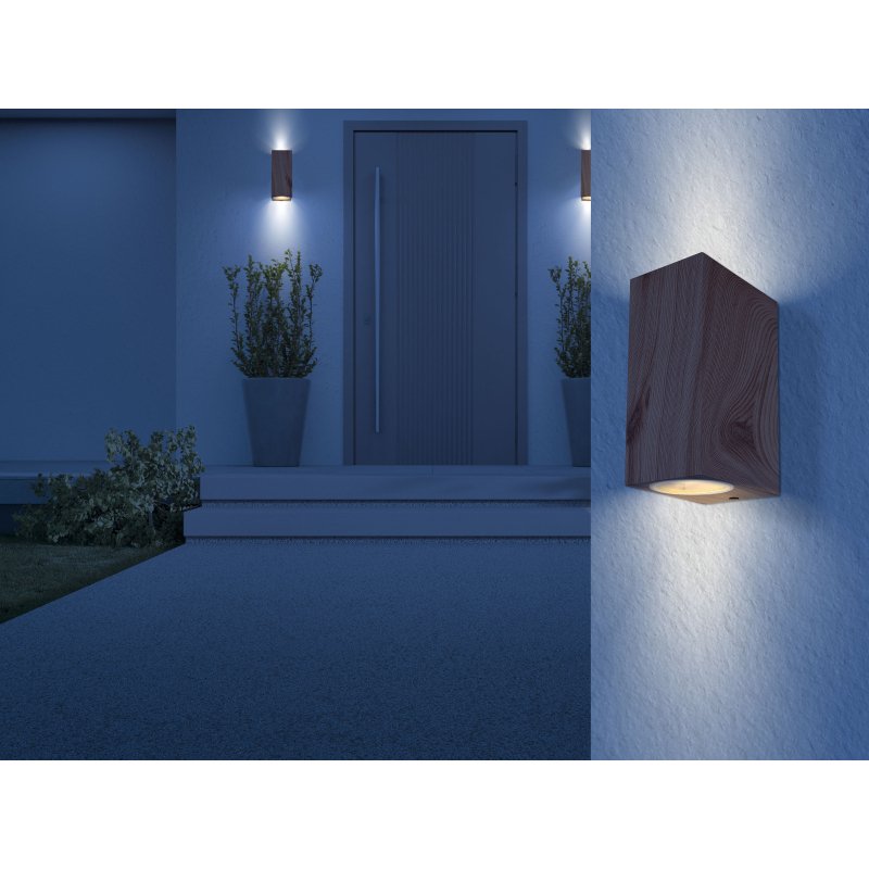 veronika-34164-2w-g28162-6 Corp de iluminat pentru exterior din aluminiu turnat sub presiune, optică din lemn, sticlă transparentă, direcția luminii: sus și jos, IP44, l x I x A: 68x150x92mm, excl. 2x GU10 35W 230V - imagine 1