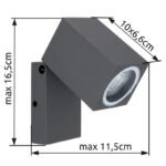 Aplica de exterior din aluminiu antracit, sticlă transparentă, pivotantă, mobilă, IP44, LxH: 66x100, AL: 92,excl 1xGU10 35W 230V - imagine 6