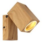 Lampă de exterior din aluminiu turnat sub presiune, optică din lemn, sticlă transparentă, mobilă, direcția luminii: în jos, IP44,  l x I x A: 65x165x110mm, excl. 1x GU10 35W 230V