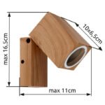 Lampă de exterior din aluminiu turnat sub presiune, optică din lemn, sticlă transparentă, mobilă, direcția luminii: în jos, IP44,  l x I x A: 65x165x110mm, excl. 1x GU10 35W 230V - imagine 5