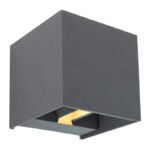 Aplica de exterior din aluminiu antracit, se aprinde în sus și în jos, con lumină reglabilă, IP44, LxH: 100x100, AL: 100, incl. 1xLED 7W 230V, 3000K, sursa 560 lm, desire 308 lm.