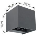 Aplica de exterior din aluminiu antracit, se aprinde în sus și în jos, con lumină reglabilă, IP44, LxH: 100x100, AL: 100, incl. 1xLED 7W 230V, 3000K, sursa 560 lm, desire 308 lm. - imagine 6