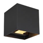 Aplica de exterior aluminiu negru, direcție de strălucire: sus și jos, IP54, con de lumină reglabil, l x I: 100x100mm, A: 100mm, inclusiv 2x LED 3W 230V, sursă 290lm, ieșire 308lm, 3000K