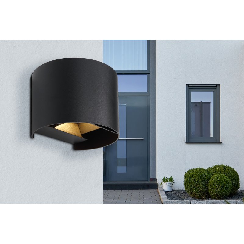 veronika-34168rb-g28164-6 Aplica pentru exterior aluminiu turnat sub presiune negru mat, sticlă transparentă, direcția fasciculului de lumină: sus și jos, con de lumină reglabil, IP54, l x I x A: 137x100x117mm, LED 3W 230V, 290lm Sursă, 308lm Ieșire, 3000K - imagine 1