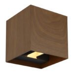 Aplica pentru exterior din aluminiu, imitație de lemn închis, direcție de strălucire: sus și jos, IP54, con de lumină reglabil, l x I: 100x100mm, A: 100mm, incl. 2x LED 3W 230V, sursă 290lm, putere 308lm, 3000K