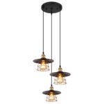 Suspensie metal negru mat, metal negru mat, cablu PVC negru, ø: 330mm, H: 1550mm, excl. 3x E27 60W 230V