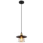 Suspensie metal negru mat, metal negru mat, cablu PVC negru, ø: 220mm, H: 1500mm, excl. 1x E27 60W 230V