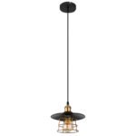 Suspensie metal negru mat, metal negru mat, cablu PVC negru, ø: 220mm, H: 1500mm, excl. 1x E27 60W 230V - imagine 3