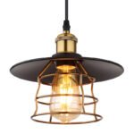 Suspensie metal negru mat, metal negru mat, cablu PVC negru, ø: 220mm, H: 1500mm, excl. 1x E27 60W 230V - imagine 4