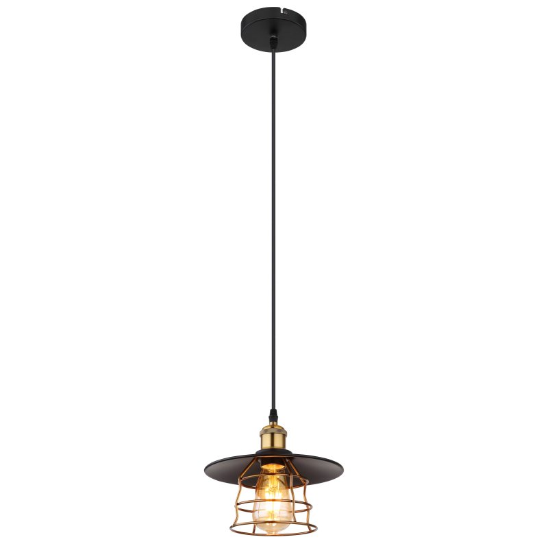 viejo-15086bh-g27356 Suspensie metal negru mat, metal negru mat, cablu PVC negru, ø: 220mm, H: 1500mm, excl. 1x E27 60W 230V - imagine 1