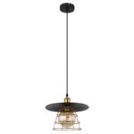 Suspensie metal negru mat, metal negru mat, cablu PVC negru, ø: 300mm, H: 1500mm, excl. 1x E27 60W 230V - imagine 3