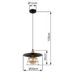 Suspensie metal negru mat, metal negru mat, cablu PVC negru, ø: 300mm, H: 1500mm, excl. 1x E27 60W 230V - imagine 6
