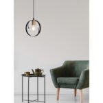 Lampa de suspensie metal negru, metal negru, cristale din plastic transparent, D: 200, H: 1500, excl 1xE27 60W 230V - imagine 2