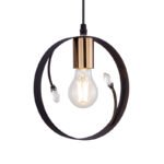 Lampa de suspensie metal negru, metal negru, cristale din plastic transparent, D: 200, H: 1500, excl 1xE27 60W 230V - imagine 5