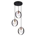 Suspensie din metal negru, metal negru, cristale din plastic transparent, D: 390, H: 1500, excl 3xE27 60W 230V