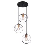 Suspensie din metal negru, metal negru, cristale din plastic transparent, D: 390, H: 1500, excl 3xE27 60W 230V - imagine 4