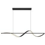 Lampă suspendată metal negru mat, aluminiu negru mat, silicon opal, cablu PVC negru, înălțimea poate fi redusă, LxLxA: 1200x200x1500mm, inclusiv LED 24W 230V, sursă 3000lm, 1000lm, 3000K - imagine 4