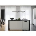 Lampă suspendată metal negru mat, aluminiu negru mat, silicon opal, cablu PVC negru, înălțimea poate fi redusă, LxLxA: 1200x200x1500mm, inclusiv LED 24W 230V, sursă 3000lm, 1000lm, 3000K