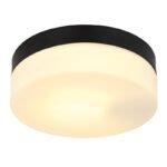 Corp de iluminat pentru exterior aluminiu negru mat, sticlă alb, IP44, ø: 184mm, I: 65mm, fără bec 1x E27 ILLU 60W 230V