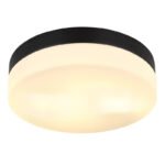 Corp de iluminat pentru exterior aluminiu negru mat, sticlă alb, IP44, ø: 240mm, I: 65mm, fără becuri 2xE27 ILLU 60W 230V