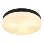Corp de iluminat pentru exterior aluminiu negru mat, sticlă albă, IP44, ø: 300mm, I: 65mm, fără becuri 3xE27 ILLU 60W 230V