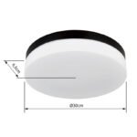 Corp de iluminat pentru exterior aluminiu negru mat, sticlă albă, IP44, ø: 300mm, I: 65mm, fără becuri 3xE27 ILLU 60W 230V - imagine 6