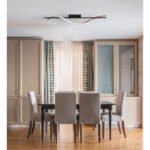 Plafonieră metal negru mat, aluminiu cu efect de lemn închis, plastic opal, LxLxH: 1150x140x170mm, incl. LED 20.5W 230V, sursă 2570lm, ieșire 1085lm, 3000K