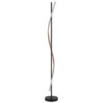 Lampă de podea metal negru mat, aluminiu întunecat cu efect de lemn, plastic opal, cablu PVC negru, comutator cu pedală în cablu, ø: 200mm, H: 1507mm, lungime cablu 1800mm, incl. LED 30W 230V, sursă 3180lm, ieșire 1225lm, 3000K - imagine 3